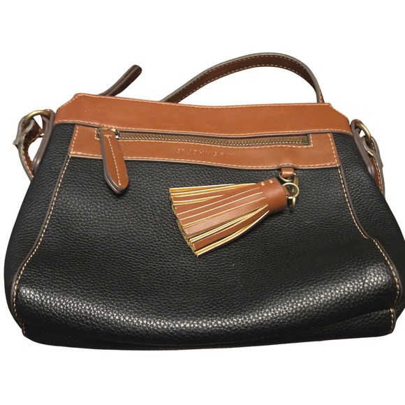 St. John's Bay Handbags - St Johns Bay Crossbody Bag Womens Medium Black Brown Tassel Faux Leather Purse4